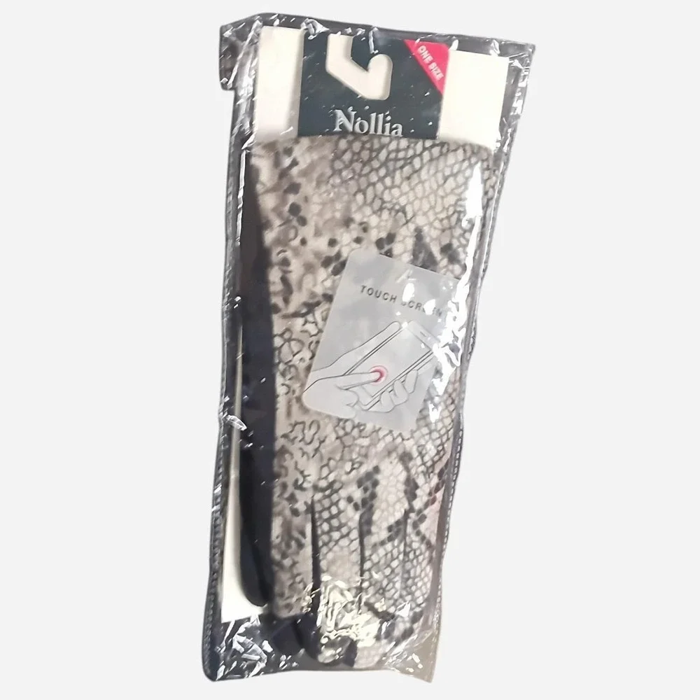 Nollia Touch Screen Snakeskin Print Gloves